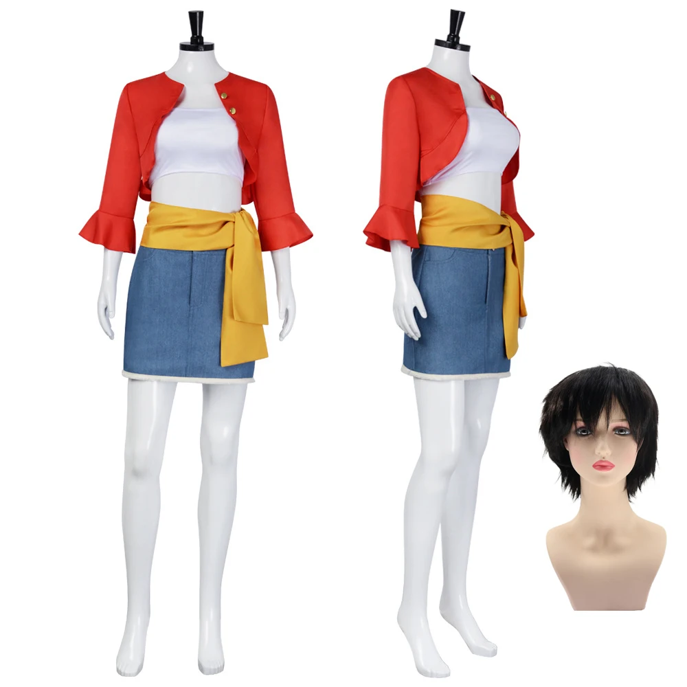 

Anime Luffy Cosplay Costume Full Sets Coat Skirt Uniform for Women Outfit Halloween Carnival Party Performance Clothes Roleplay