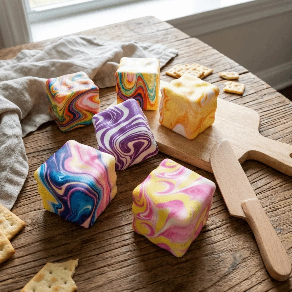 Sensory Toy 7cm Cheese Squeezed Cube Realistic Super Soft Cheese Pinch Creative Comfortable Slow Rebound Fidget Toy Office