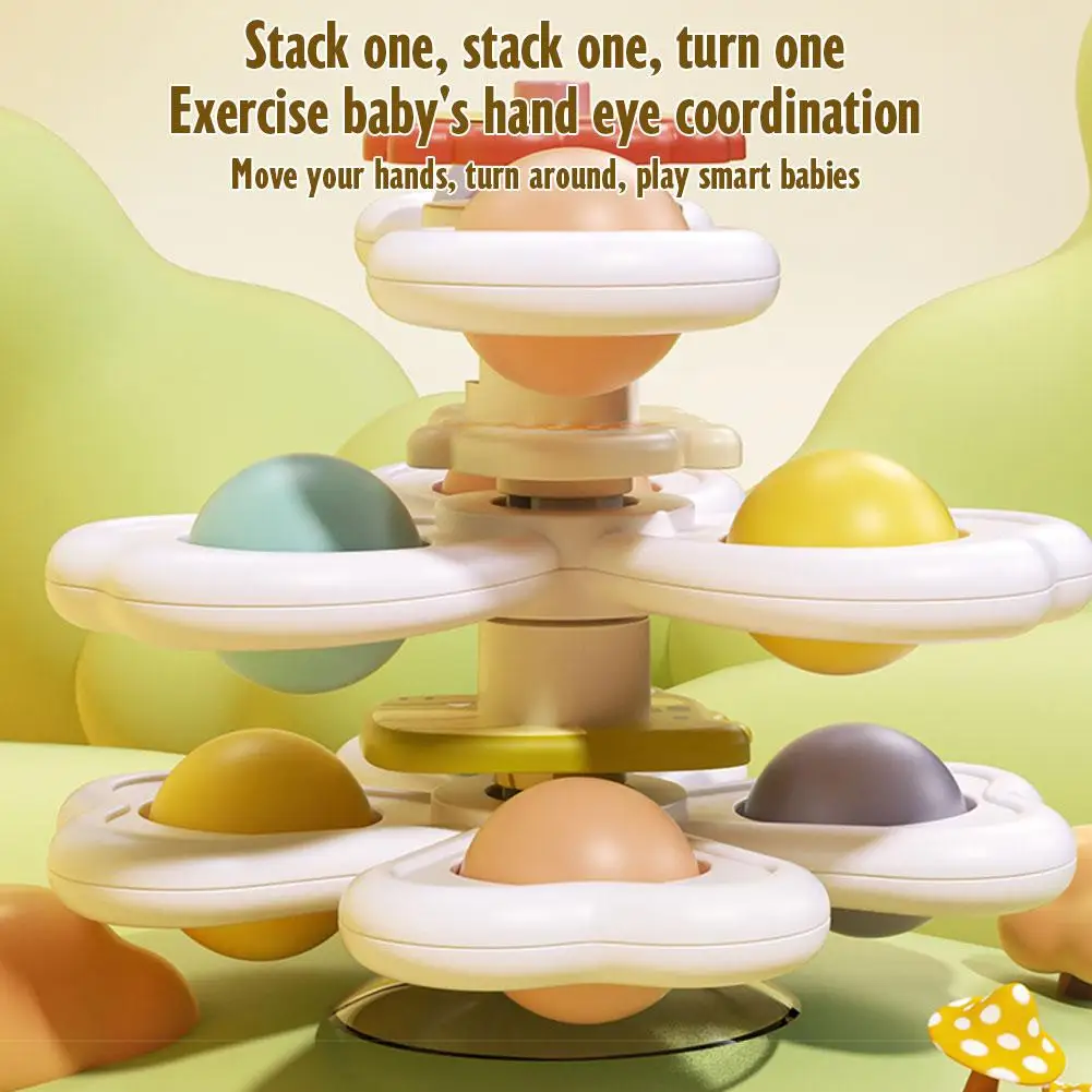 3 قطعة مجموعة شفط كأس الغزل الكرتون الحيوان سبينر لعب للأطفال نافذة عالية كرسي صينية طاولة استحمام السفر للأطفال هدية