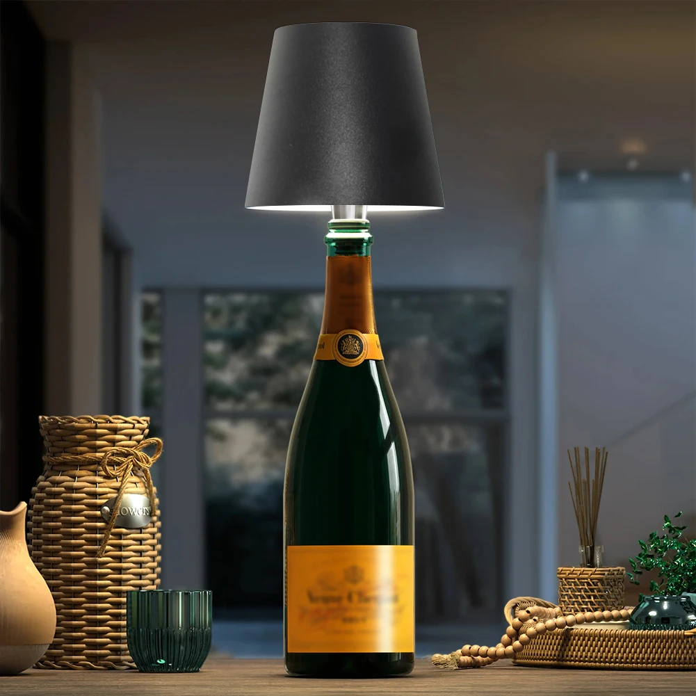 โคมไฟตั้งโต๊ะ LED 2ชิ้น, ไฟขวดไวน์ไร้สายสามสี2000มิลลิแอมป์ต่อชั่วโมงชาร์จไฟ USB ได้สำหรับห้องอาหารห้องนอน