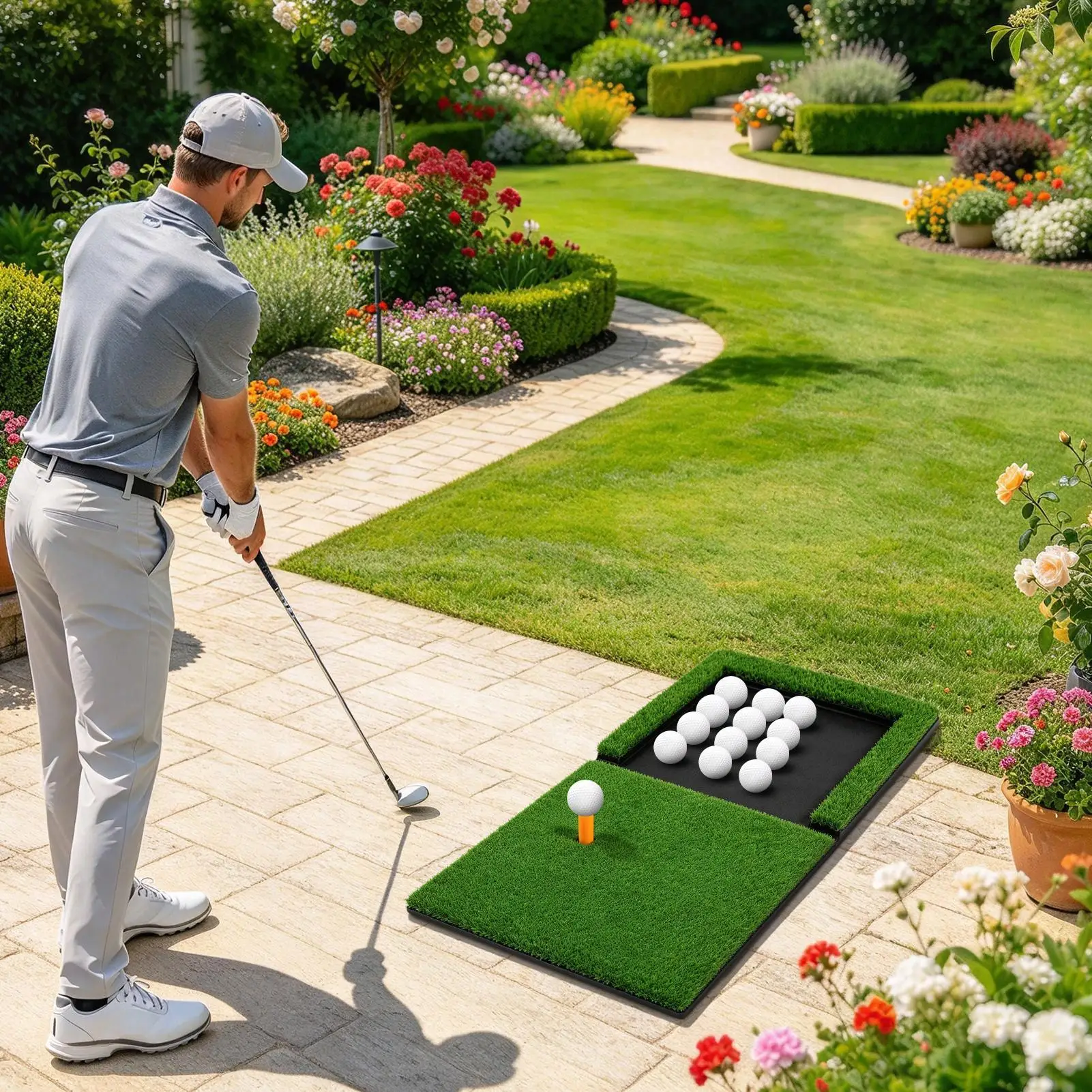 Golf Hitting Mat Artificial Turf Shockproof Trainer Simulator Swing Chipping Driving Practice Turf For Home Garage Garden Yard