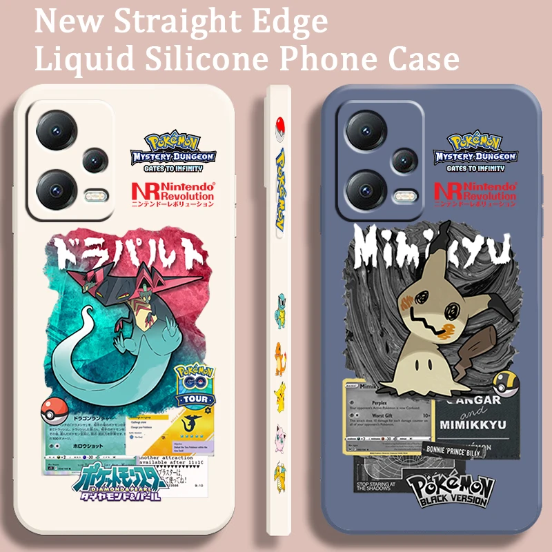 Funda de Pokémon Mimikyu Dragapult Liquid, cuerda izquierda para Xiaomi Redmi Note 13, 12, 12S, 12R, 11, 11T, 11S, 10, 10S Pro Plus, 5G