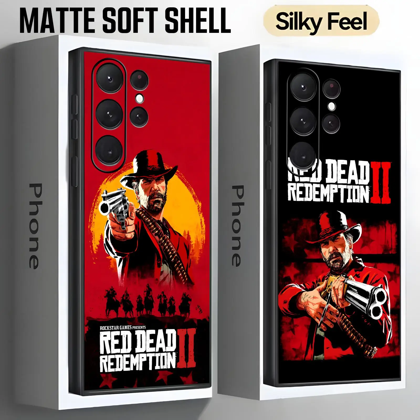 Coque de téléphone HOT GAME Red Dead Redemption pour Samsung S26 S25 S24 S23 S22 S21 S20 Ultra Note20, noire souple antichoc