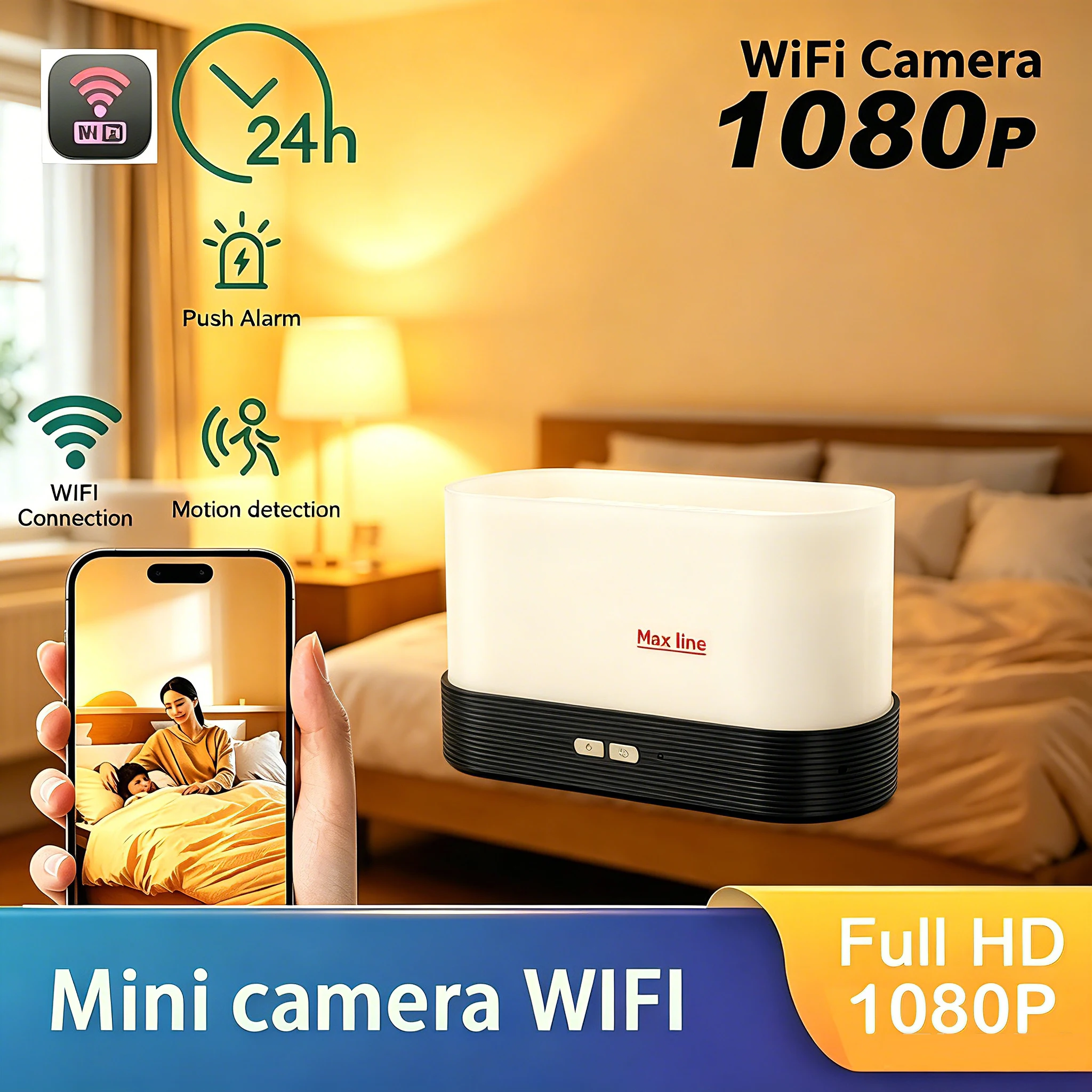 

4K HD Mini WiFi Camera 1080P HD Mist Humidifier Camera Motion Detection Home Security Monitor Remote View Video Recorder DVR Cam