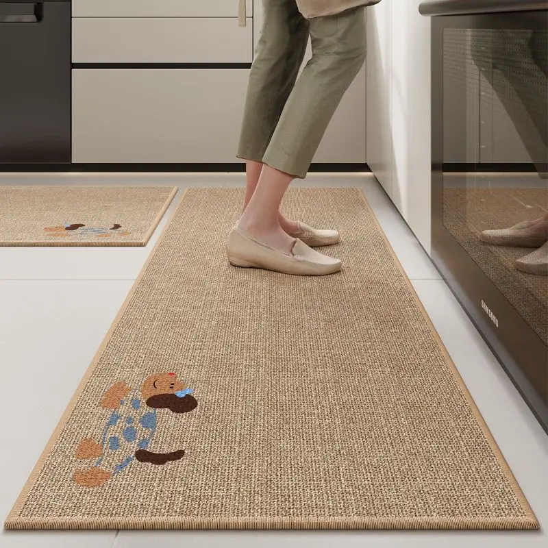 Cartoon Cute Kitchen Floor Mat Stain Resistant Non Slip Washable for In Front of Sink Stove Counter Laundry Room Home Decor