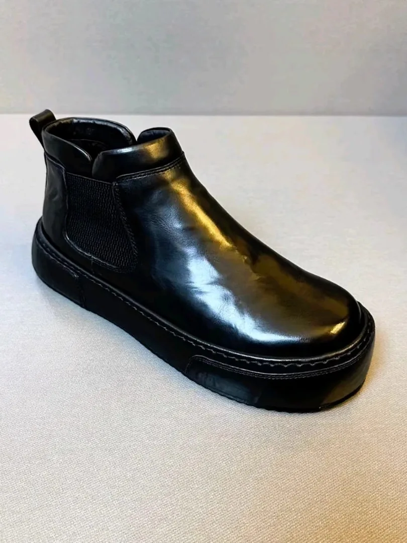 

Высококачественные повседневные кожаные мужские туфли: удобные, модные, универсальные, молодежные, трендовые, с круглым носком, на толстой резиновой подошве