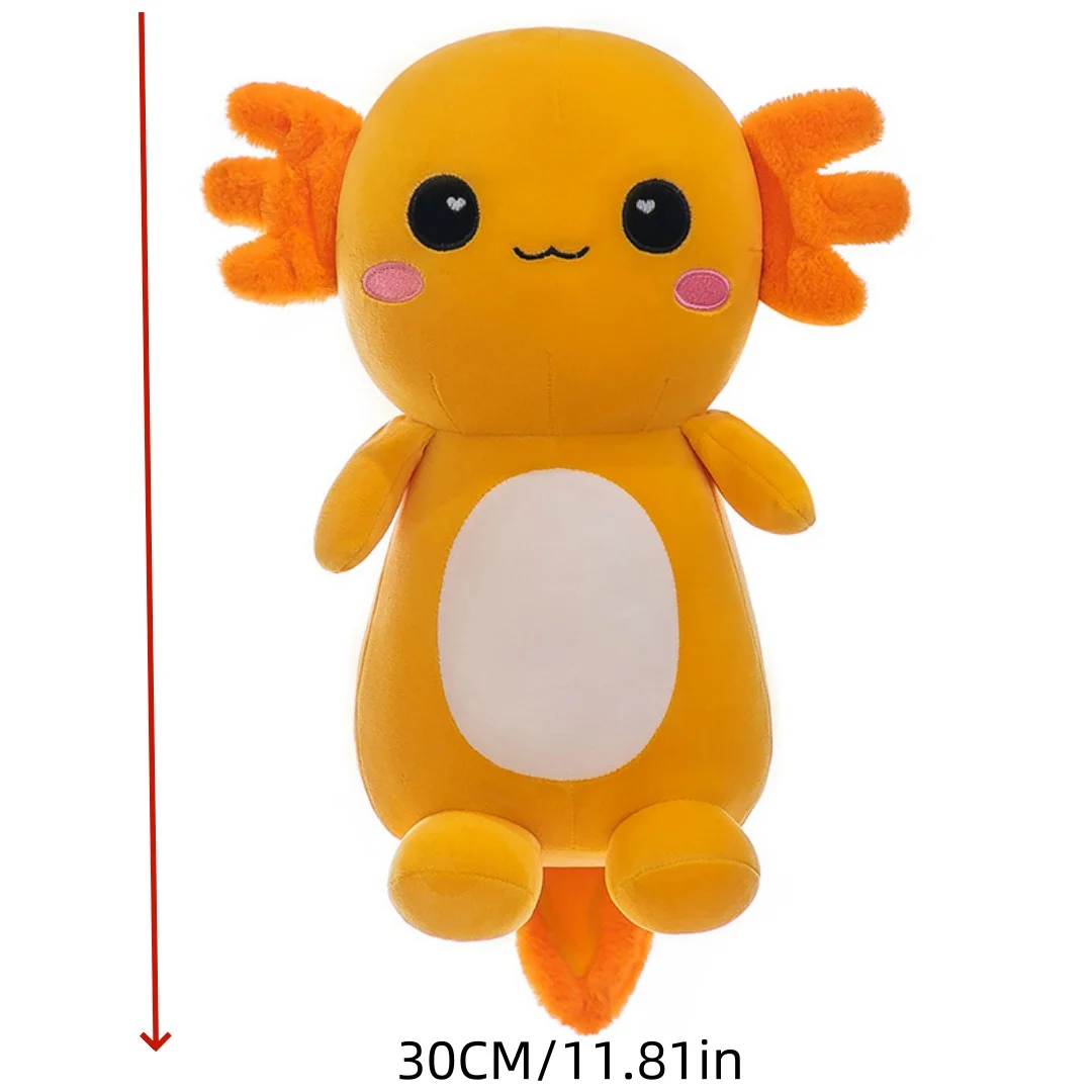 ตุ๊กตาซาลาแมนเดอร์ใหม่ 1 ชิ้น ขนาด 30 ซม./11.81 นิ้ว ของเล่นไดโนเสาร์หกเหลี่ยมน่ารักแบบคู่ ผลิตภัณฑ์ใหม่ Axolotl