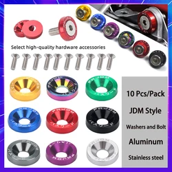 Universal 10 Pcs JDM Car Modified Hex Fasteners Fender Washer And M6 Bolt for Honda Bumper Engine Concave Screws RSX EK EG DC