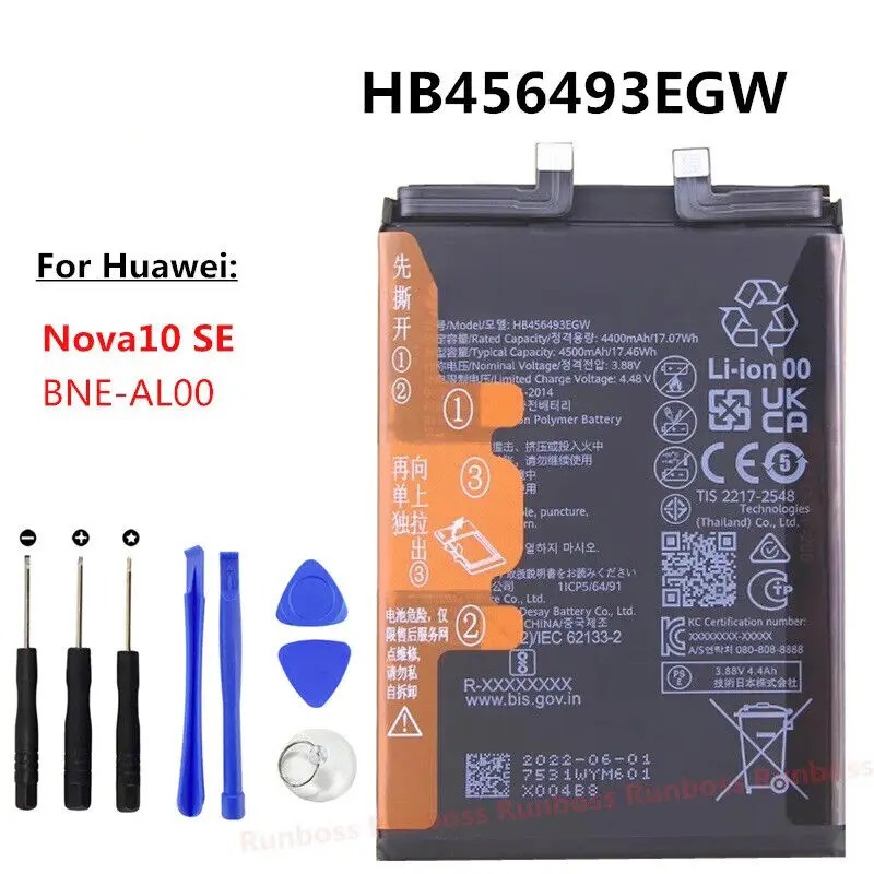 

4420mAh HB456493EGW Battery For Nova 10 SE BNE-LX1 BNE-LX3 BNE-AL00 Replacement Phone