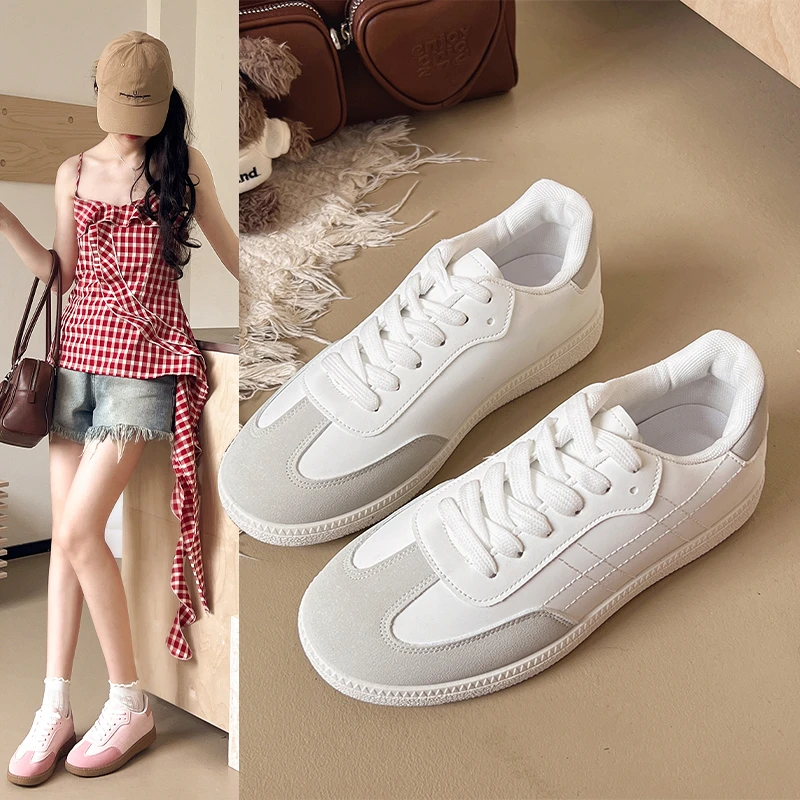 

2025 Spring Casual Suede Sneakers Women Mixed Colors Leather Flats Lace Up Closure Ladies Comfortable Shoes Handmade