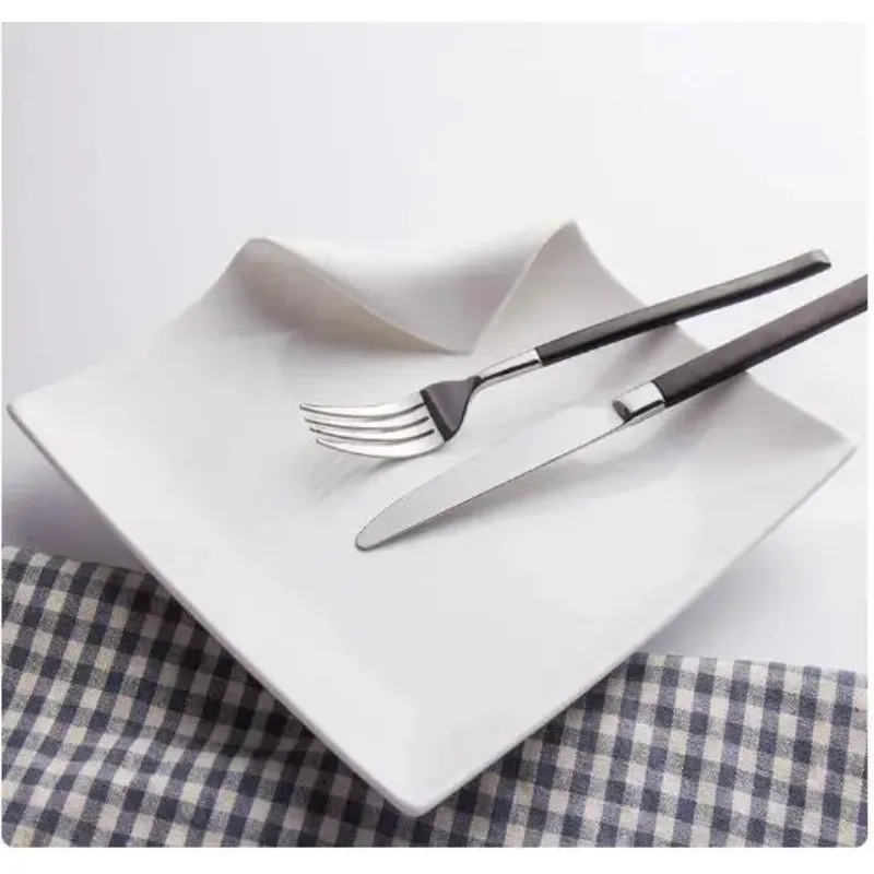 

Irregular Ceramic Steak Plate Hotel Restaurant Solid Color Tableware Main Dish Home Kitchen White Dessert Salad