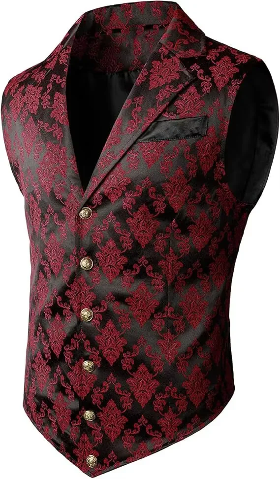 ビクトリアンフローラルジャカードメンズスーツベスト、スリムフ - Formal Waistcoat Vest のレビューと価格