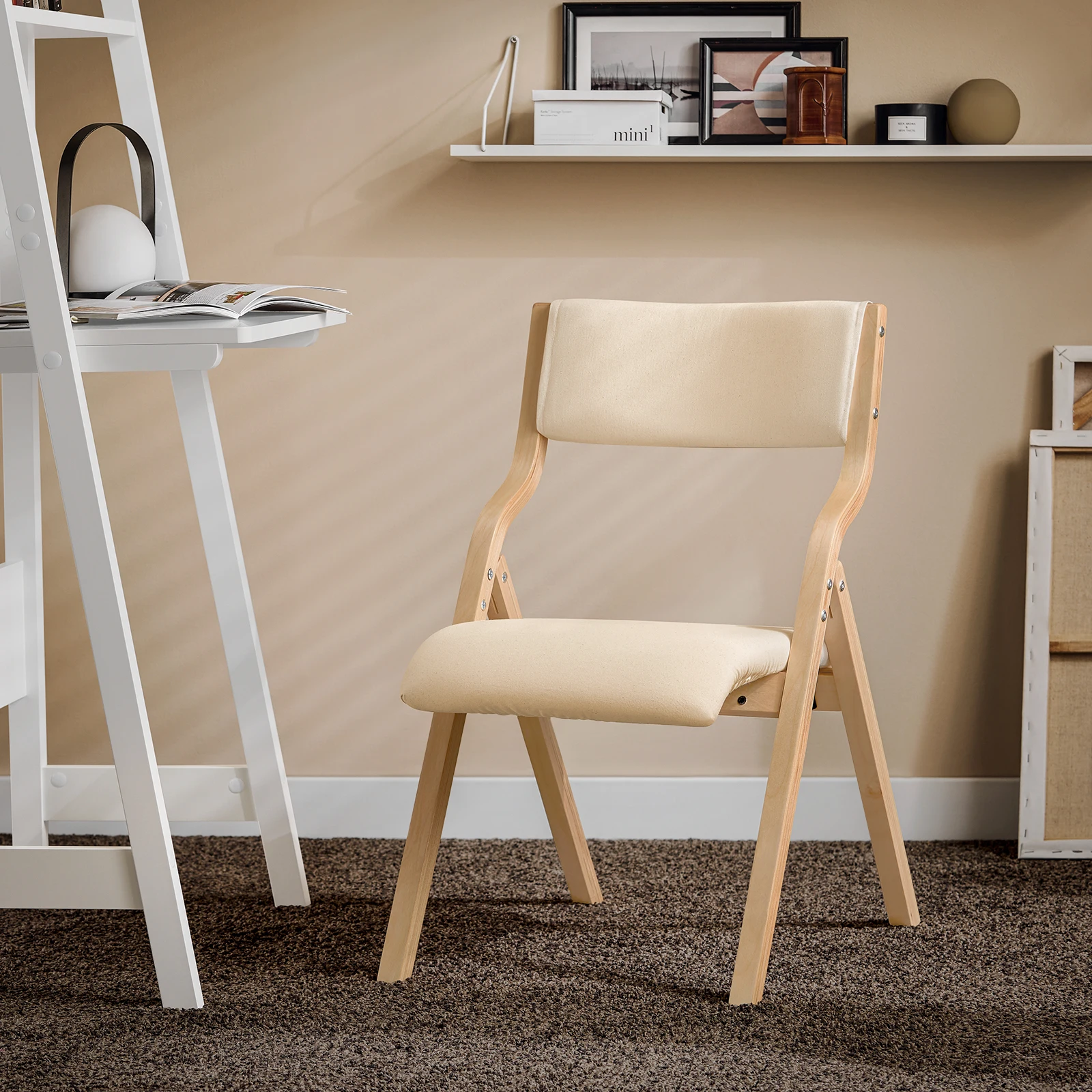 SoBuy FST40x2 Set mit 2 klappbaren Holzstühlen, ergonomische, gepolsterte Küchen- und Esszimmerstühle, Klappstuhl für Balkon und Büro – Detail 3