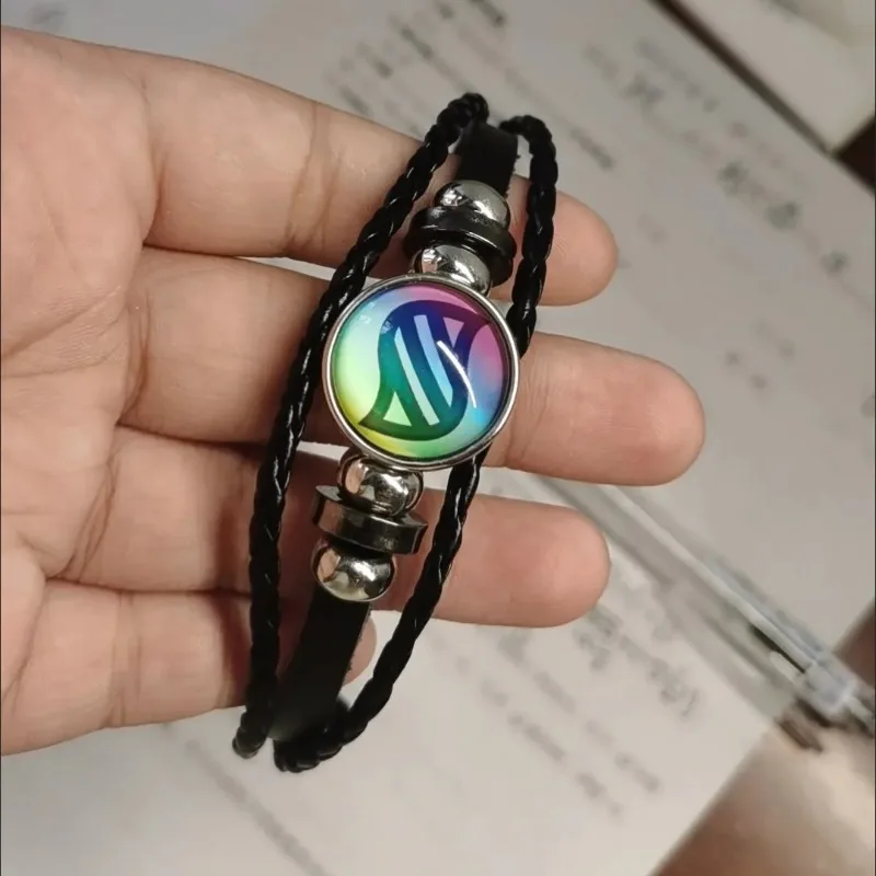 Pokemon Mega Stone Keychain Anime Accessory Creative Exquisite Fashion Black Leather Rope Buckle Keychain Trendy Gift for Fans view 3