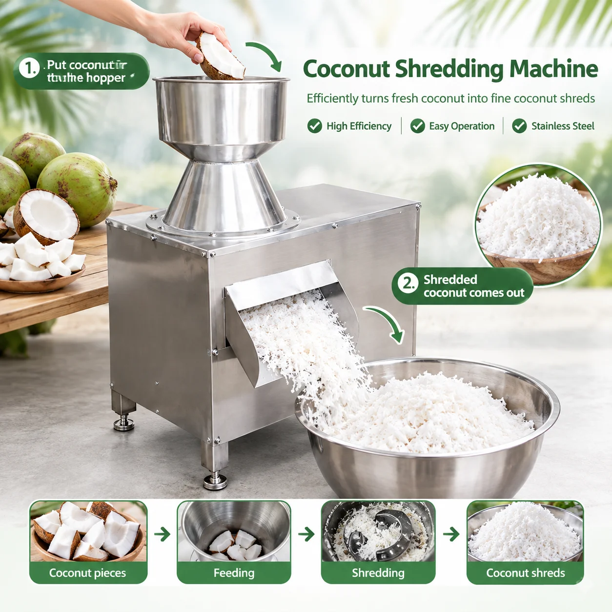 High-Efficiency Electric Coconut Shredder Machine Commercial Use for Making Coconut Milk Easily Grates Fruits & Vegetables