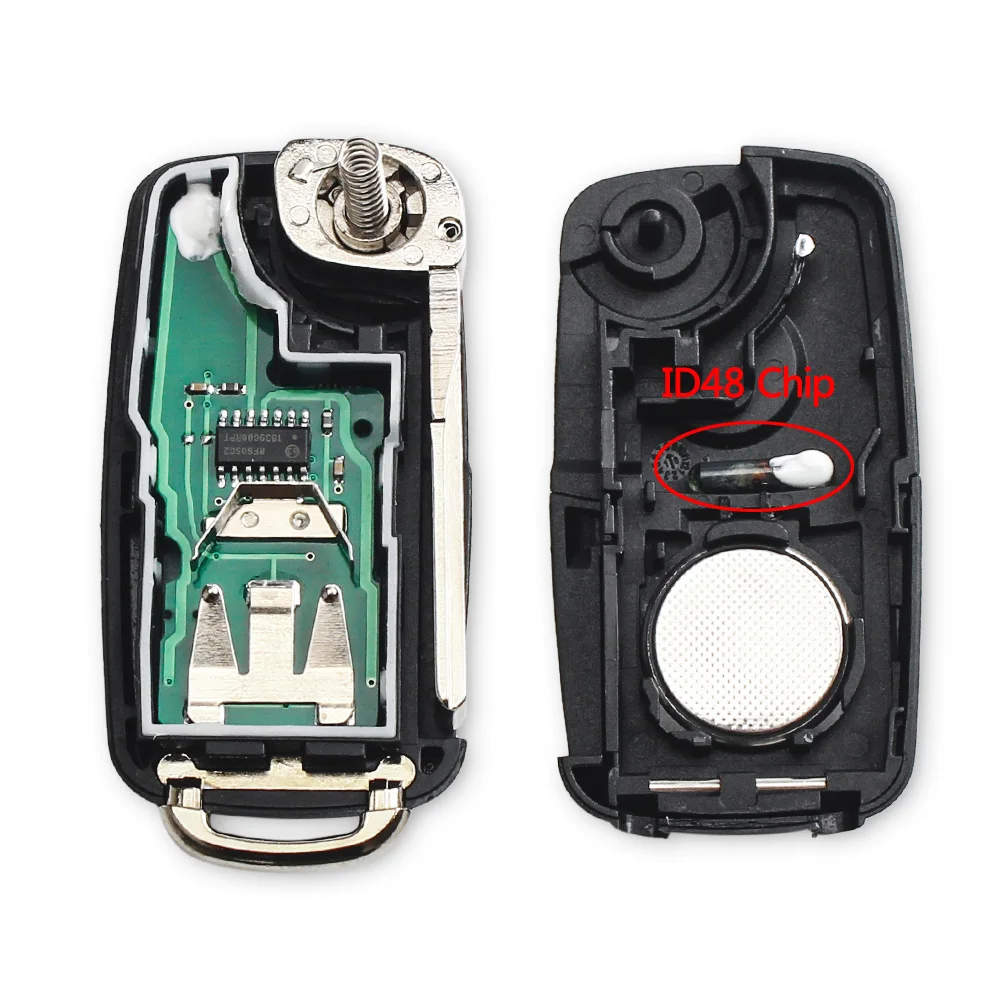 KEYYOU 3BT llave abatible remota 434MHz ID48 Chip para VW Volkswagen GOLF PASSAT Tiguan Polo Jetta Beetle Skoda Seat Car 5K0837202AD