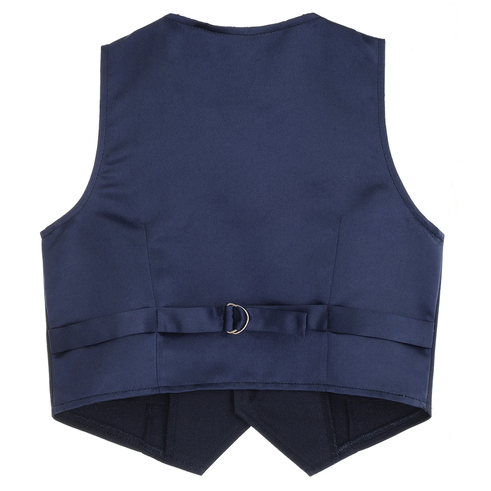 Kids Boys Formal Vest Gentlemen Party Wear Classics Solid Color V-neck Back Strap Pointed Waistcoat Stage Performance