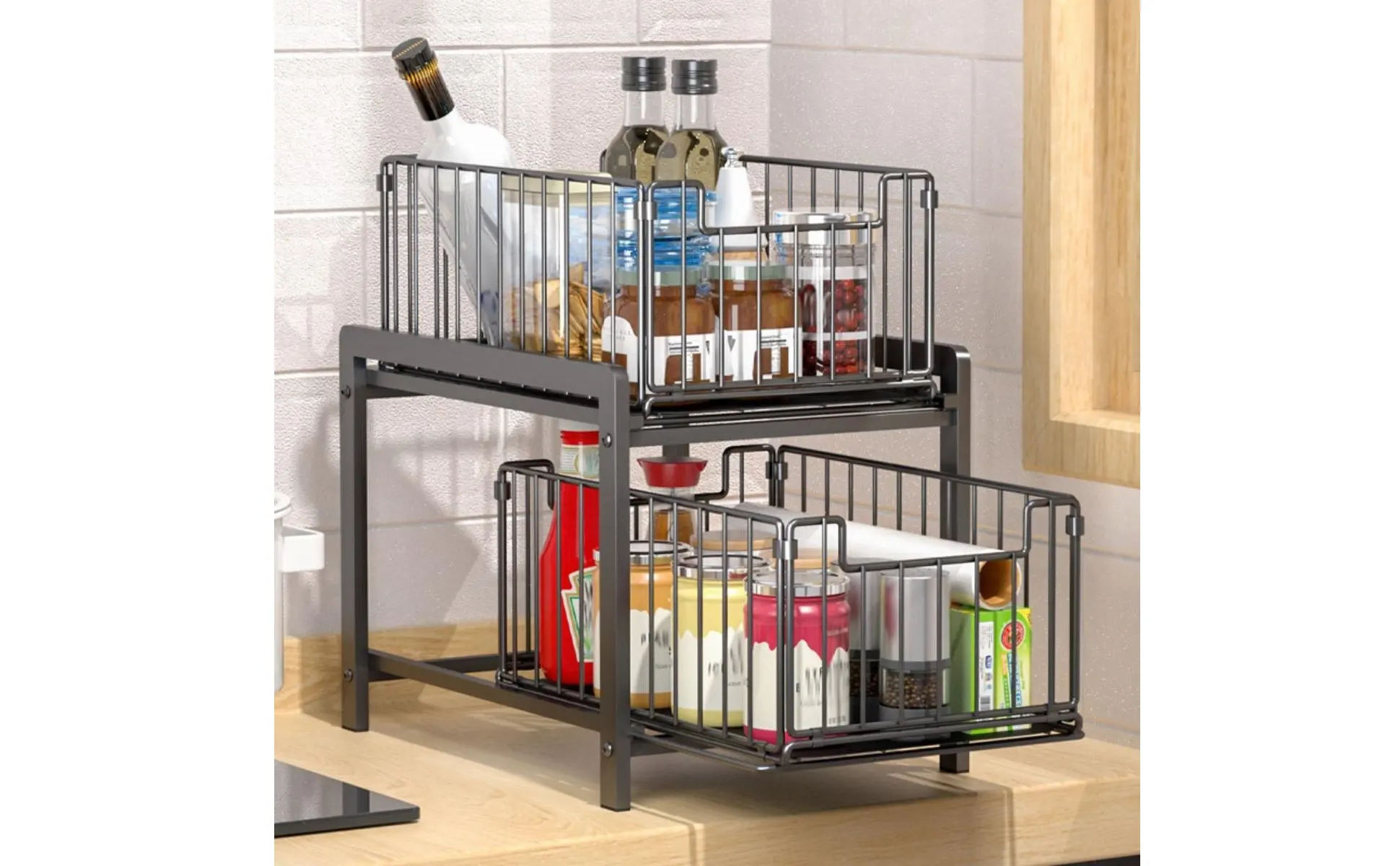 Under Sink Pull Extendable Shelf Versatile Under Sink Storage Shelf Cabinet Sliding Drawer Rack Sturdy Construction for Kitchen Under Sink Pull Extendable Shelf Versatile Under Sink Storage Shelf Cabinet Sliding Drawer Rack Sturdy Construction for Kitchen