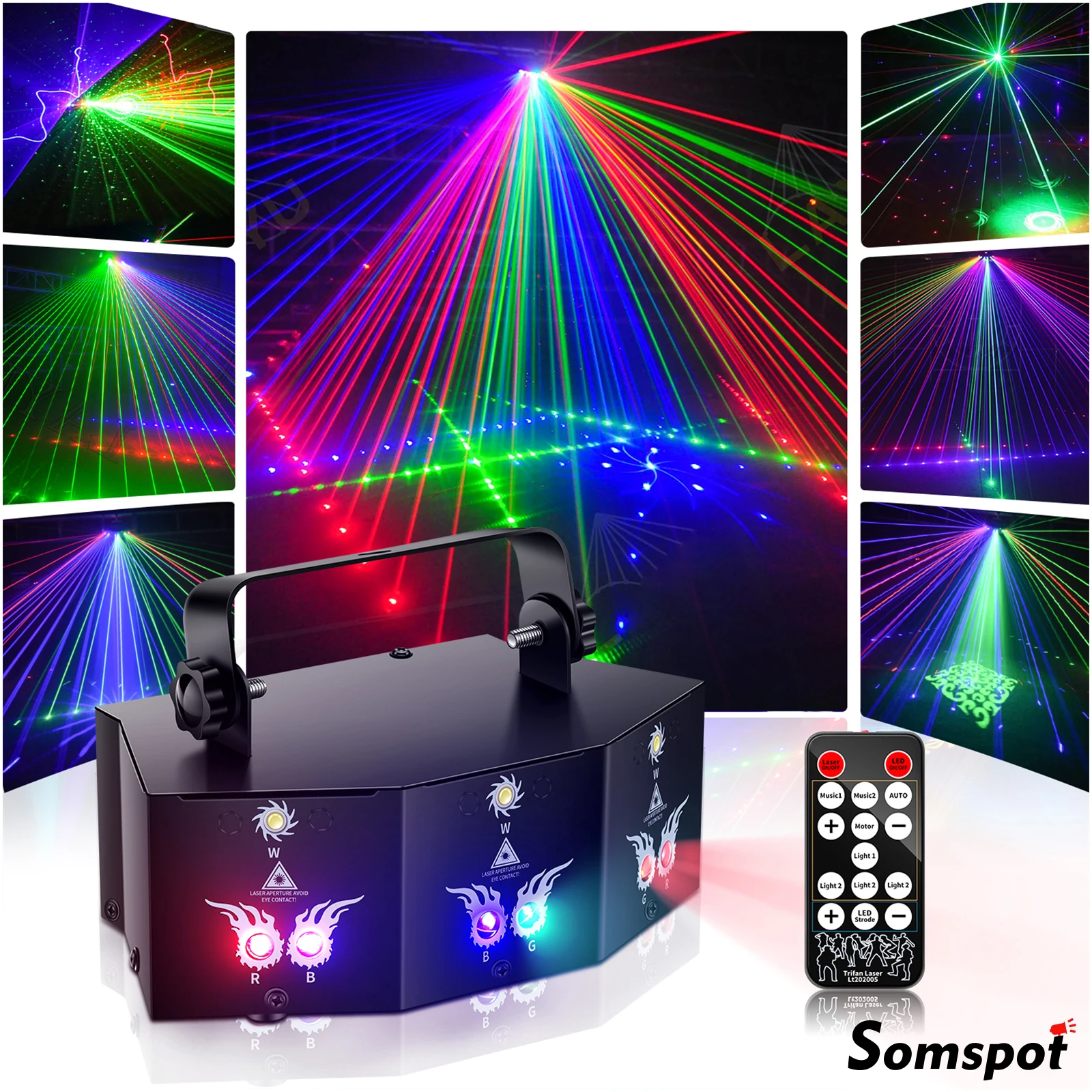 

Somspot RGB лазерные фонари DJ Disco Party Light DMX звуковая активация сценический световой эффект проектор для Рождества, свадьбы, дня рождения