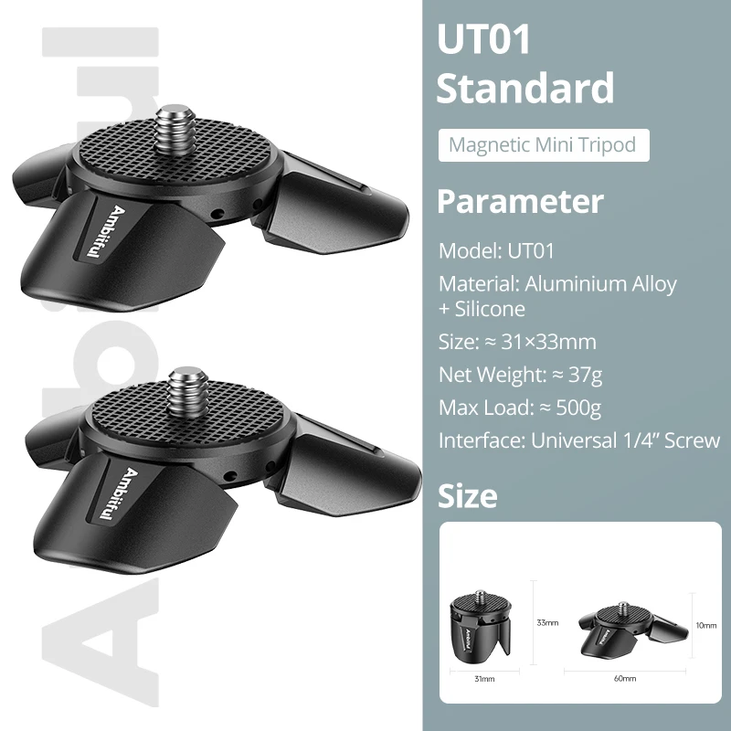 Mini magnetische statiefbasis Universele 1/4'' schroef voor actiecamera PK3 PK4 Mini Fill Light van het merk AMBITFUL