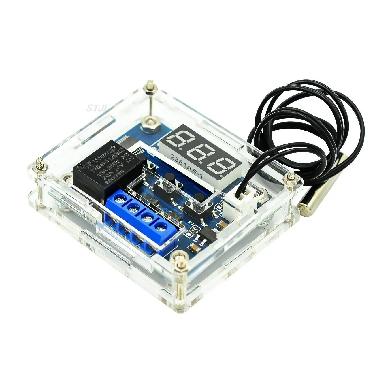 W1209 Digital Temperature Control Thermostat Switch Plate with Blue/Red Light DC 12V for HVAC Systems