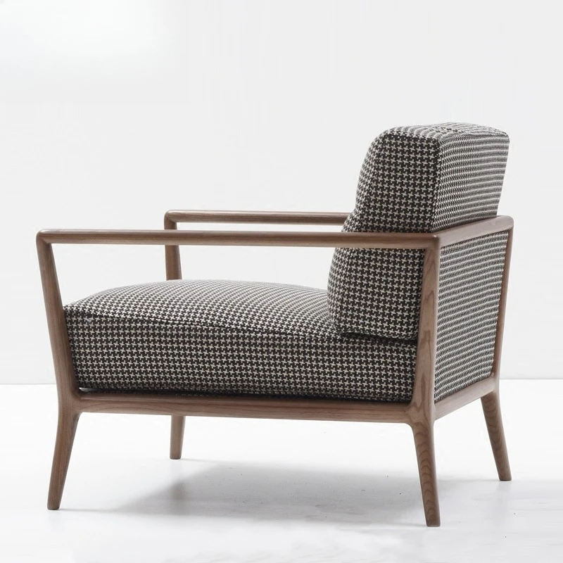 

Leisure sofa chair Nordic Japanese minimalist modern living room bedroom solid wood resting chair designer chair