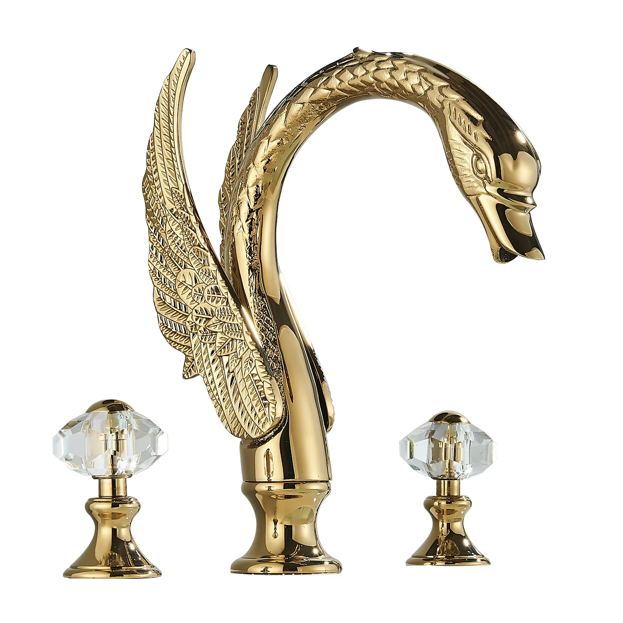 

Wholesale Products Gold Bathroom Sink Faucet Basin Mixer Tap Swan Style Vessel Faucet 2 Handles Basin Taps Bathroom Faucets