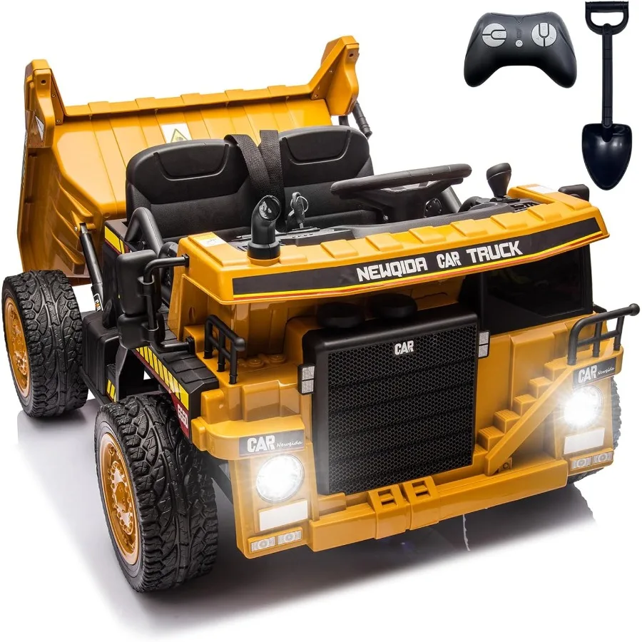 24V Ride on Dump Truck, Kids Electric Car with Remote Control, Ride on Construction Vehicles with Electric Dump Bed and Extra Sh