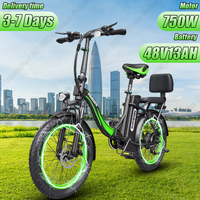 E Bike 750W Powerful Motor 48V13AH Waterproof Lithium Battery Folding Electric Bike Adult Mountain 20 Inch Tire Electric Bicycle