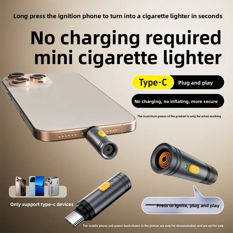 

Portable KeychainType-c Mobile Phone Cigarette Lighter Android Universal Blow Wireless Silent Backup for Cigar Accessories Tool
