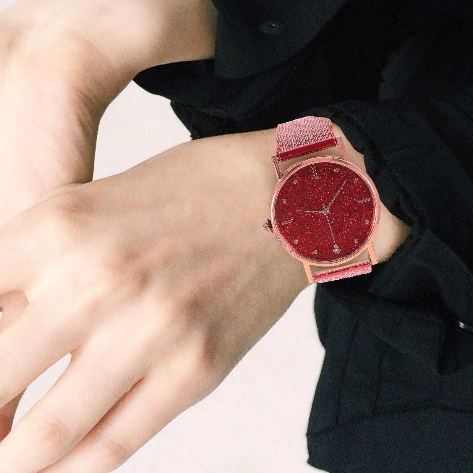 

for Women Elegant Quartz Wristwatches Imitation Belt Adjustable Lightweight Precise Time Versatile
