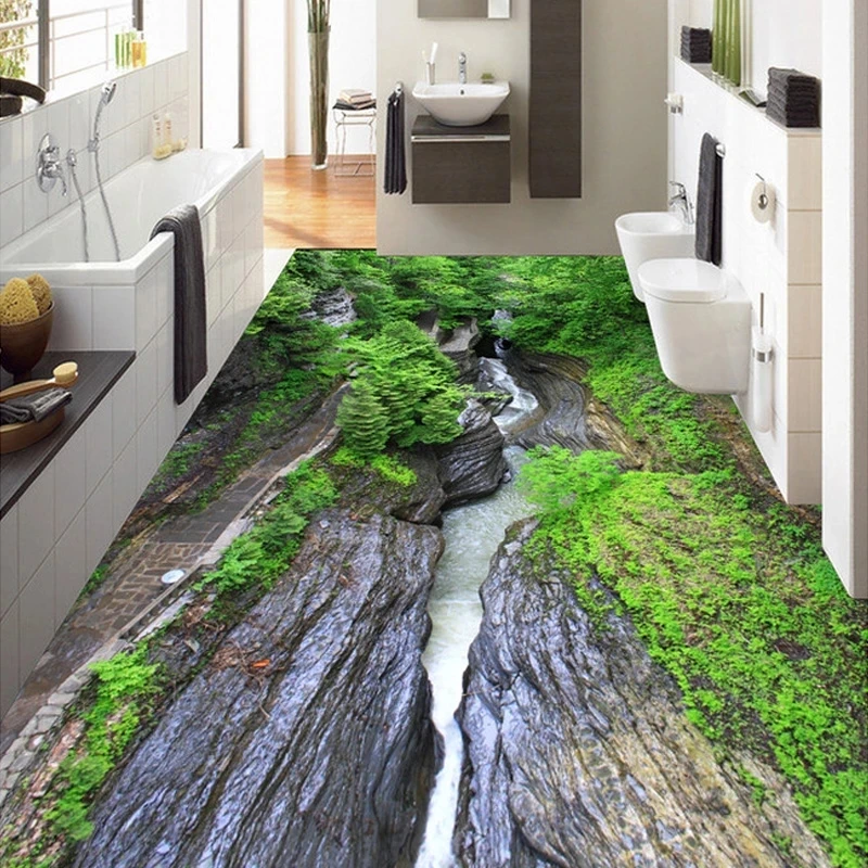 Custom Photo Mural 3D Nature Landscape Floor Paintings Self Adhesive Wallpaper Rolls Kitchen Living Room Bathroom Waterproof
