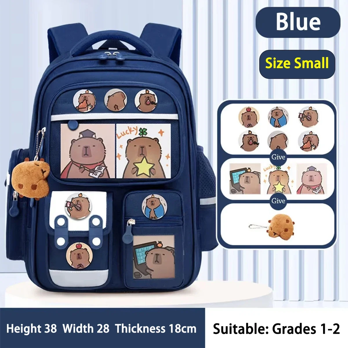 Capybara School Bag Waterproof Backpack Large Capacity Alleviate Burden Protecting Spine Widen Straps Backpack for Students Gift image 3