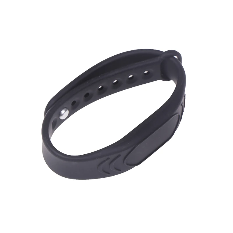 ~New Sale Adjustable Pure Black Silicone RFID Wristband 125KHz/13.56MHz 14443A IC Chip Waterproof Wristband Bracelet