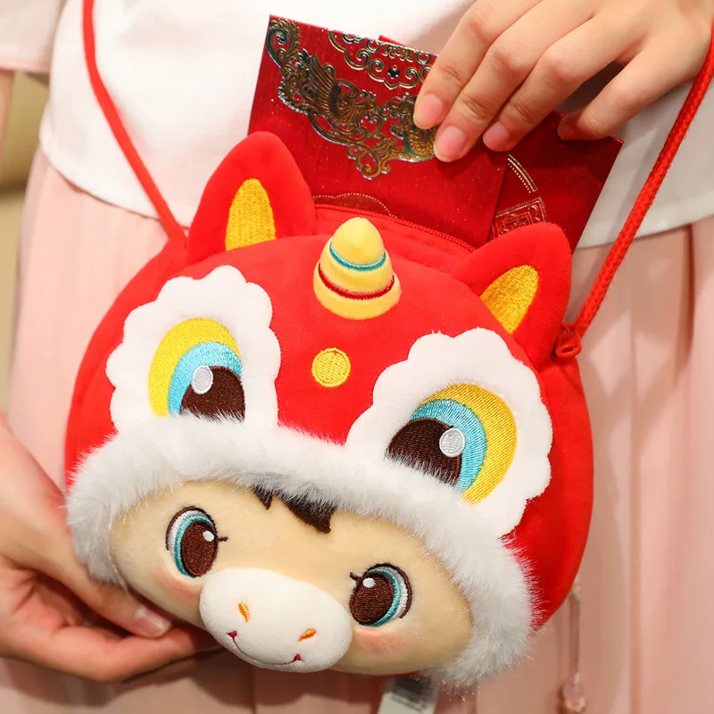 2025 الحصان العام فووا أفخم قلادة محشوة لينة الأحمر فووا تأثيري الحصان حقيبة كروسبودي هدية للأطفال هدايا السنة الجديدة #6