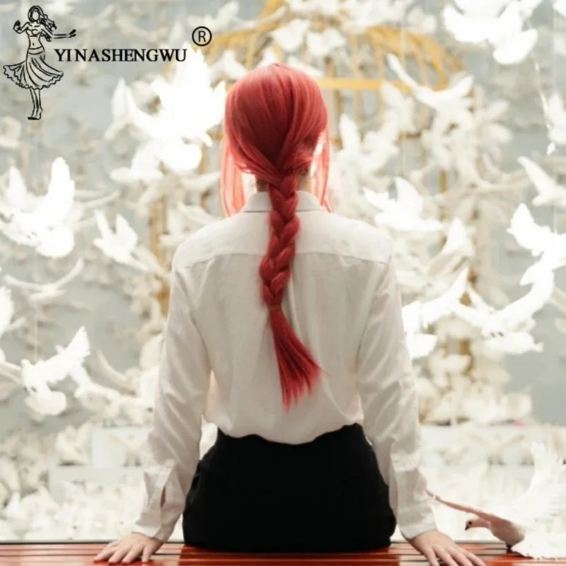 Aa26Chainsaw-Disfraz de Cosplay para hombre, gabardina negra, camisa, corbata, pantalón, trajes para hombre y mujer, uniforme de Halloween, peluca, Anime Comic Makima Cos