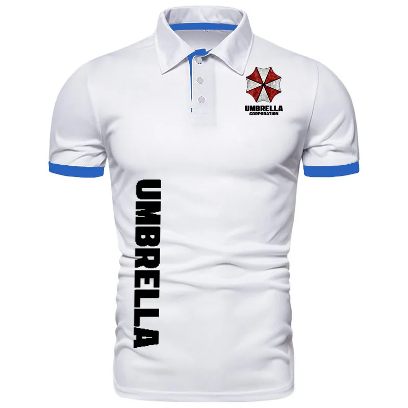 Men's Polo Shirt Summer Umbrella Corporation lapel T-shirt Breathable button up Shirts Tees Tops Cotton street men's golf shirt