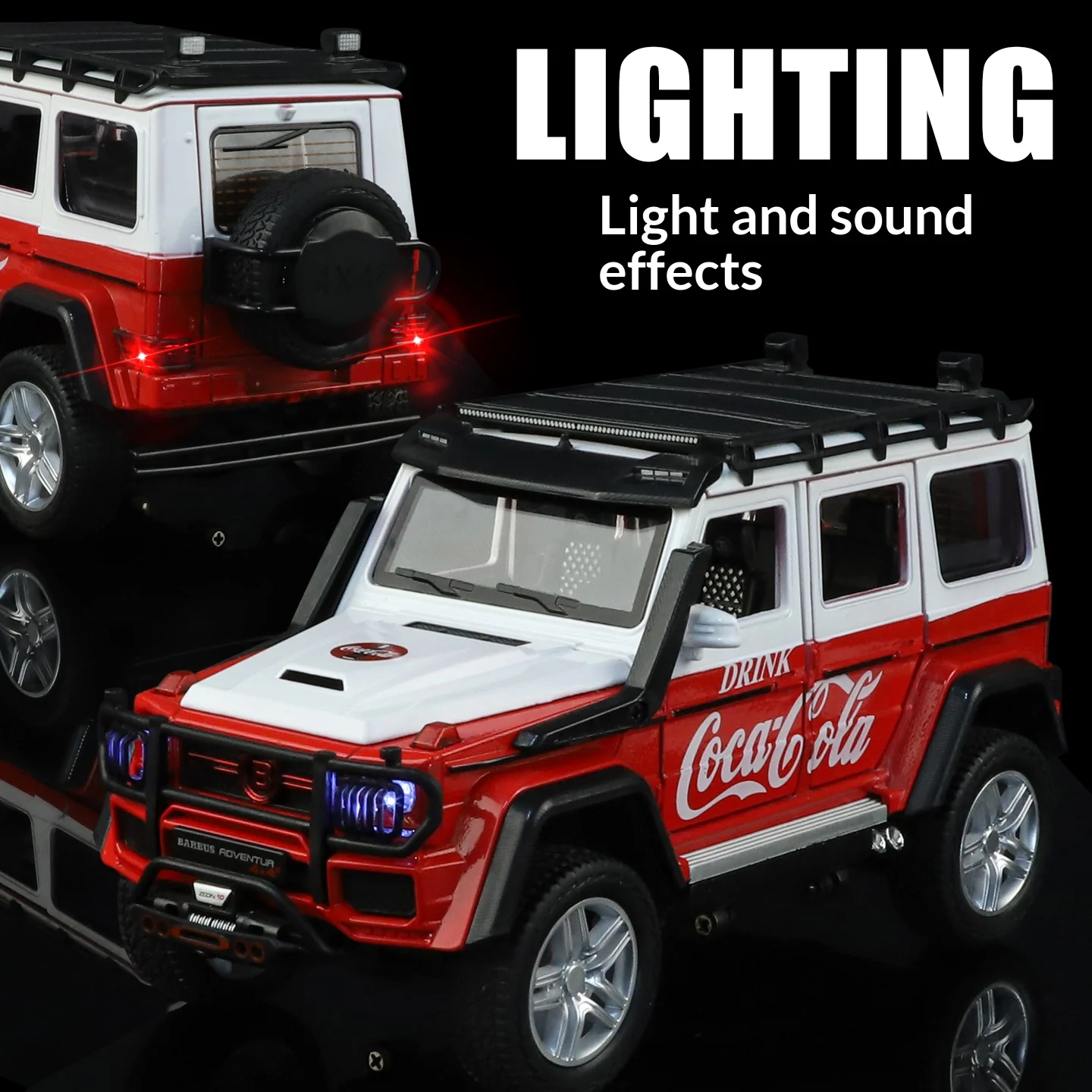 1:24 Cola Model G63 Terreinwagen Model Simulatie Motordetails Metaal spuitgieten Kinderspeelgoedauto Collectie Ornament