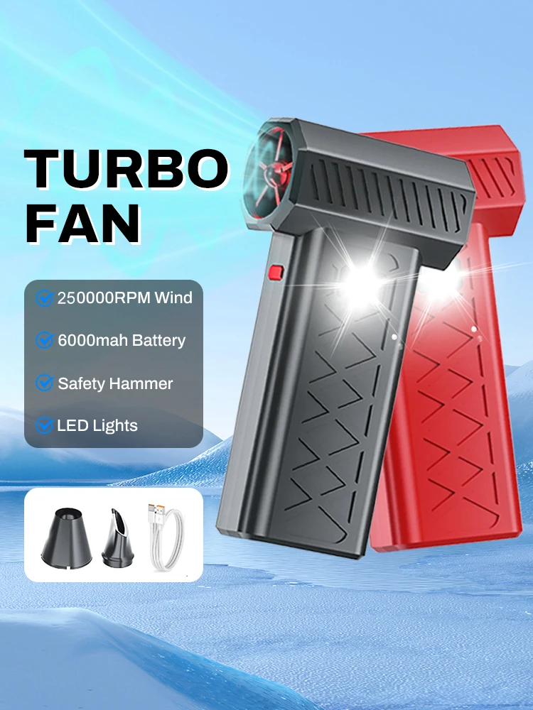 

250000RPM Violent Fan Powerful Air Blower 6 Speeds Turbo Fan with LED Display& Lighting Dust Cleaner Brushless Turbo Jet Blower