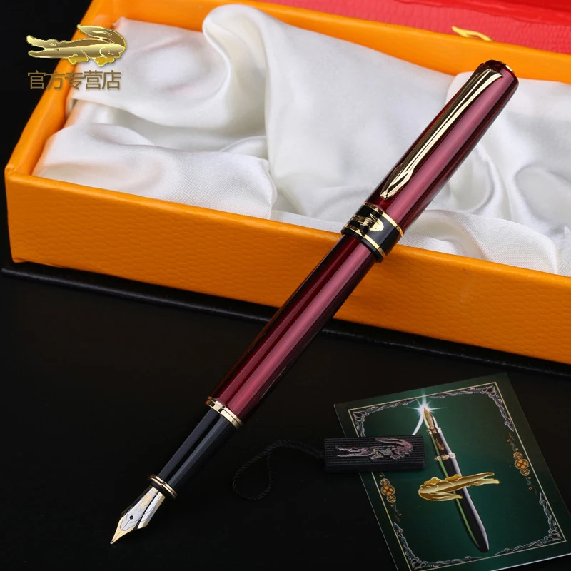 

Crocodile High Quality Multicolor Metal Golden Trim Fountain Pen Fine Nib 0.5mm Nib Gift Box