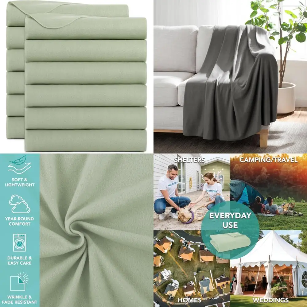 

Bulk Soft Cozy Polar Fleece Blankets - Pack of 12 for Car, Camping, Couch, Office, Outdoor, Home Use
