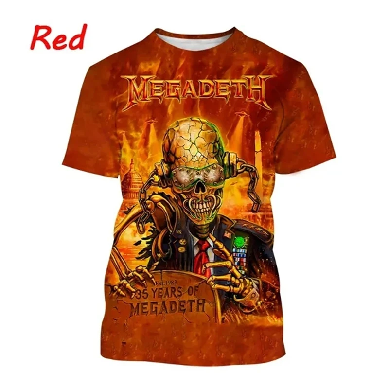 New Fashion Megadeth 3d Printing T Shirts Men Ladies Tops Popular T Shirts Hip Hop Style Short Sleeves Tshirt Boys Vintage Tees