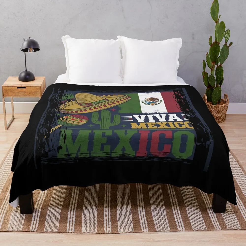 VIVA MEXICO great Hispanic Heritage and Mexican culture design Throw Blanket funny gift Thin Blankets