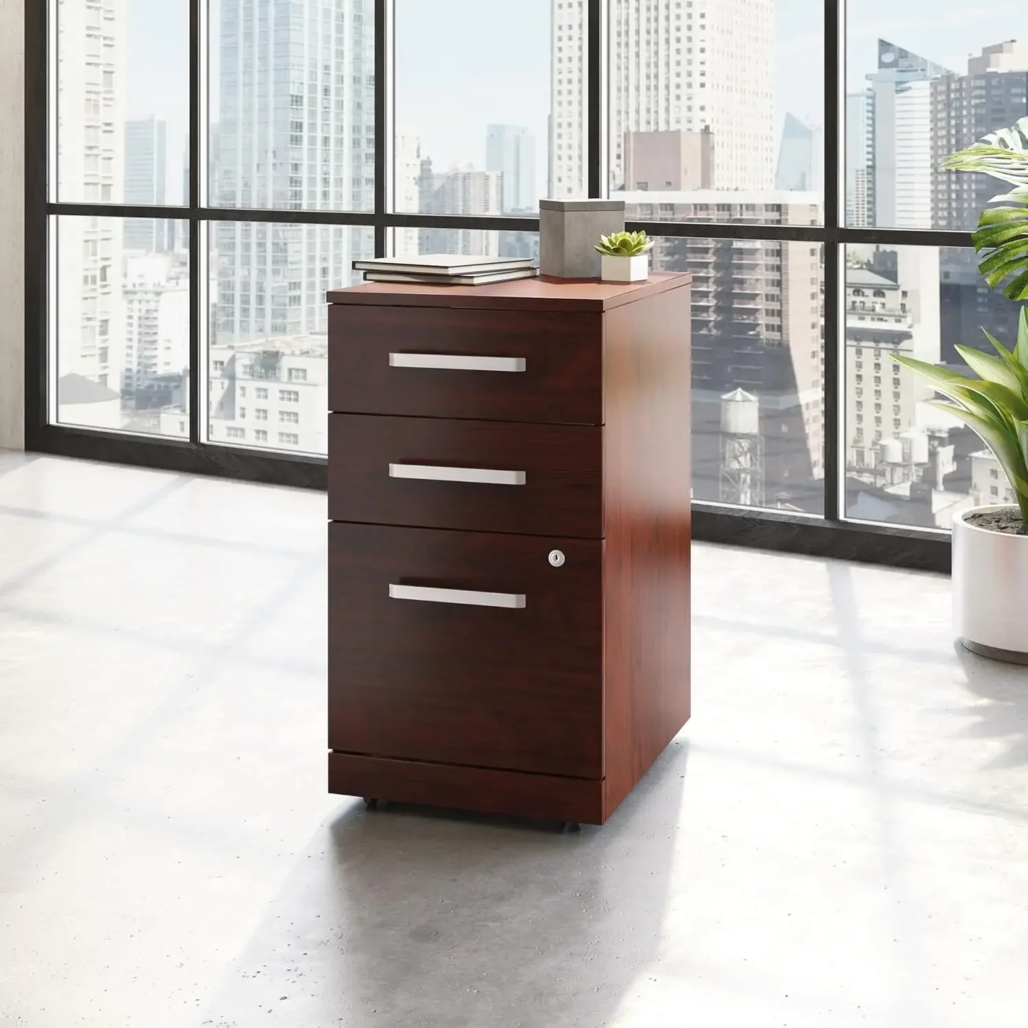 

Affirm 3-Drawer Pedestal File Cabinet, L: 15.55" x W: 19.45" x H: 28.43", Classic Cherry