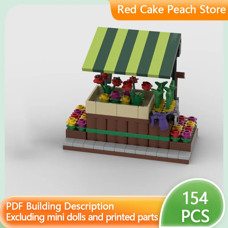 

City Street View Model MOC Building Bricks Small Flower Stand Modular Technology Children Holiday Gifts Assemble Toys Suit