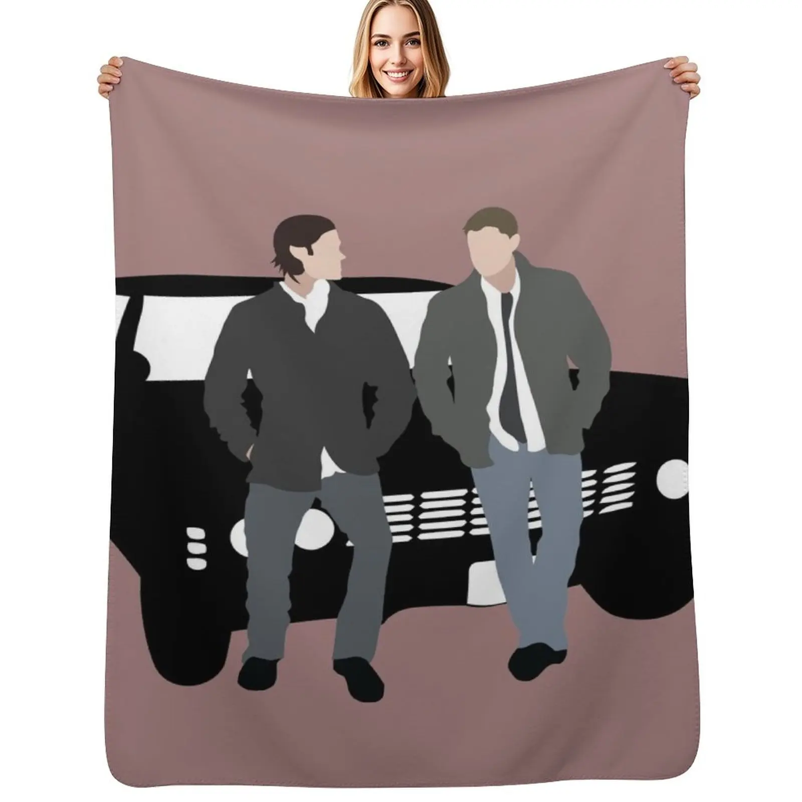 

Supernatural - Sam & Dean Winchester Throw Blanket Personalized Gift Plush halloween heavy to sleep Blankets