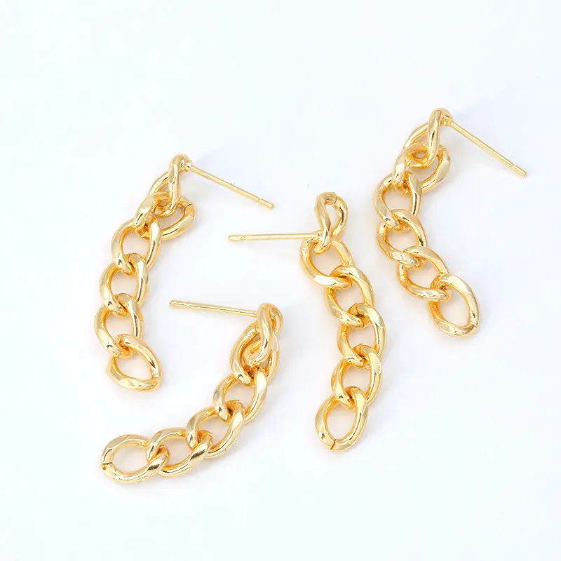 4PCS 6*35MM 24K Gold Color Plated Brass Jewelry Accessories Chains Stud Earing DIY Making  Hand Made Jewelry Findings Component