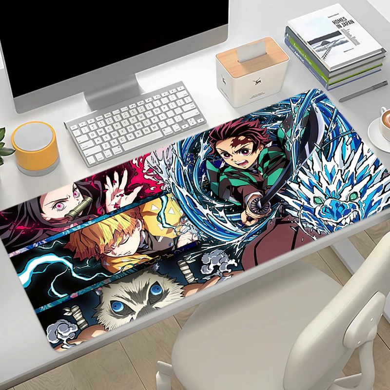 Anime Mousepad Computer Accessories Keyboard Mouse Mat Lock Edge Non-slip Rubber Mouse Pad D-demon Slayer Gamer Laptop Desk Mats