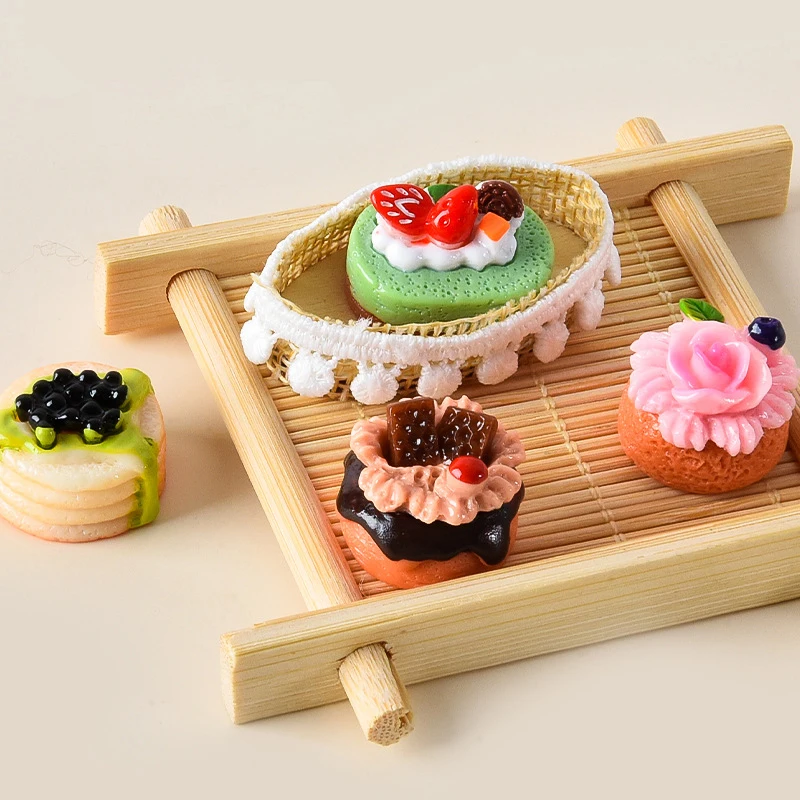 5/6Pcs 1:12 Dollhouse Miniature Fruit Cake Egg Tart Bread Dessert Model Mini Kitchen Food Decor Toy Doll House Accessories