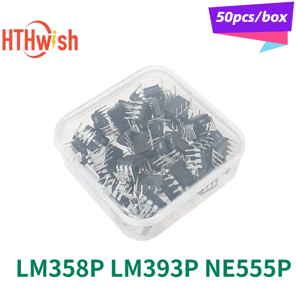 50PCS/Box LM358P LM393P NE555P DIP Integrated Circuits Electronic Kit Diy Electronics Set LM358 LM393 NE555 Electronics Chip